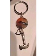 Hatchet Heart Keychain Unique Resin Stone Silver Axe Ax Logger Woman Val... - $478.78 MXN