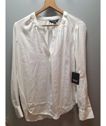 Simply Vera Vera Wang Womens Ivory Long Sleeve Blouse Size Petite Small ... - $14.25