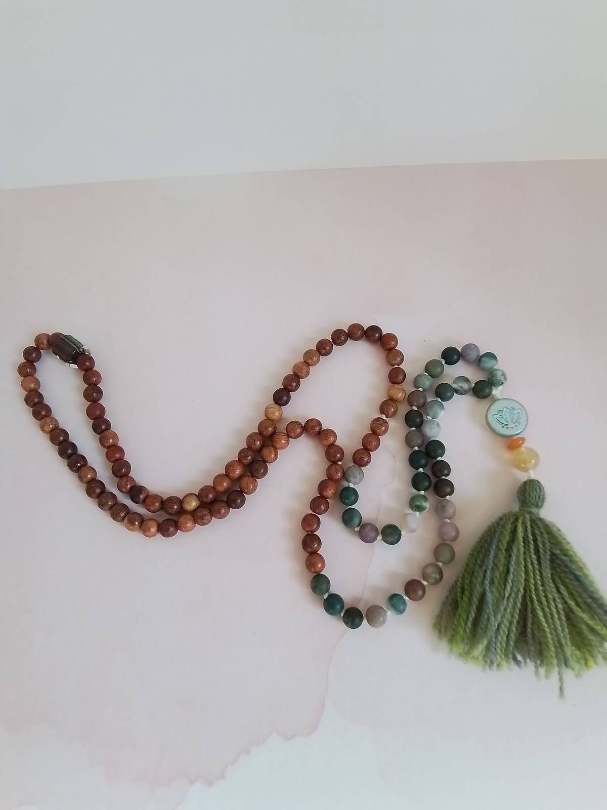 Heart Chakra Jasper Unpolished - Meditation Japa Mala 108 Beads - $42.42