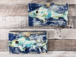 2 Piece Extra Rustic Fish Trout Plaque Wall Hanging Fisherman Man Cave Sign Gift - £19.86 GBP