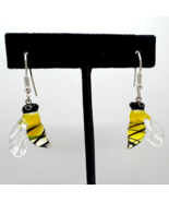 Murano Glass, Handmade Jewelry,  Glass Art, Bees Earrings / 925 Sterling... - $54.57 CAD