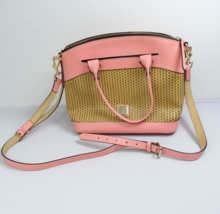Dooney &amp; Bourke Light Pink Beacon Woven &amp; Smooth Leather Domed Satchel C... - £53.05 GBP