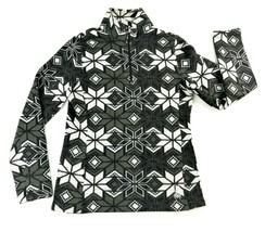 Snowflake Full Zip Sweater Cardigan Jacket Spyder Black Gray White  Wms Size 12 - £47.95 GBP