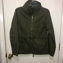 Old Navy Womens Field Jacket SZ Small Full Zip Front Olive Green Cinched... - $12.86