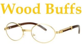New Vintage Gold &amp; Wood Buffs Unisex clear glasses Oval  Lenses and Gold - $565.19 MXN
