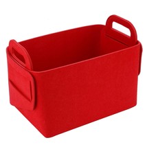 Storage Basket Felt Storage Bin Collapsible &amp; Convenient Box Organizer With Carr - £28.53 GBP