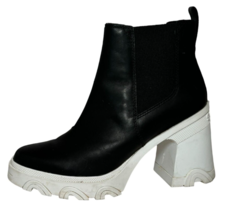 SOREL Brex Chelsea Heeled Womens Size 7.5 Waterproof Pull On Boots Black White - £46.63 GBP