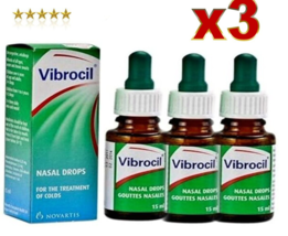 3 pack x15 ml VIBROCIL nasal drops-inflammatory diseases of the nasal and throat - £28.60 GBP