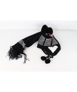 NOS Vintage 90s Youth Heart Striped 2 Piece Knit Winter Beanie Hat Scarf... - $643.68 MXN
