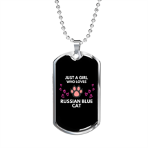 Russian Blue Cat Necklace Stainless Steel or 18k Gold Dog Tag 24 - £37.79 GBP+