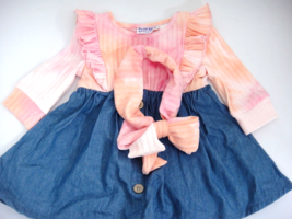 Blueberi Boulevard Infant Girl Dress 6-9 Mos Denim Skirt Pink Orange w Headband - £11.60 GBP
