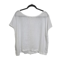 St. Tropez West XL White Boxy Linen Top Boat Neck Blouse Highlow Hem Lag... - £23.10 GBP