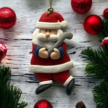 Vintage Santa Claus Christmas Tree Ornament Golf Golfer Polymer Clay - £9.65 GBP