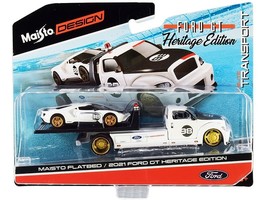 2021 Ford GT #98 Heritage Edition with Flatbed Truck White and Black &quot;El... - £21.79 GBP