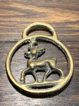 Vintage Mini Horse Brass Medallion Of A Deer Stag Rustic Cottagecore  Boho - £11.35 GBP