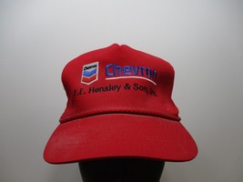 Vintage Chevron Red Rope Brim Trucker Hat Snapback Old School Oil Company Cap - $31.28