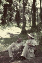 Humphrey Bogart and Katharine Hepburn in The African Queen lounging forest 18x24 - £19.13 GBP