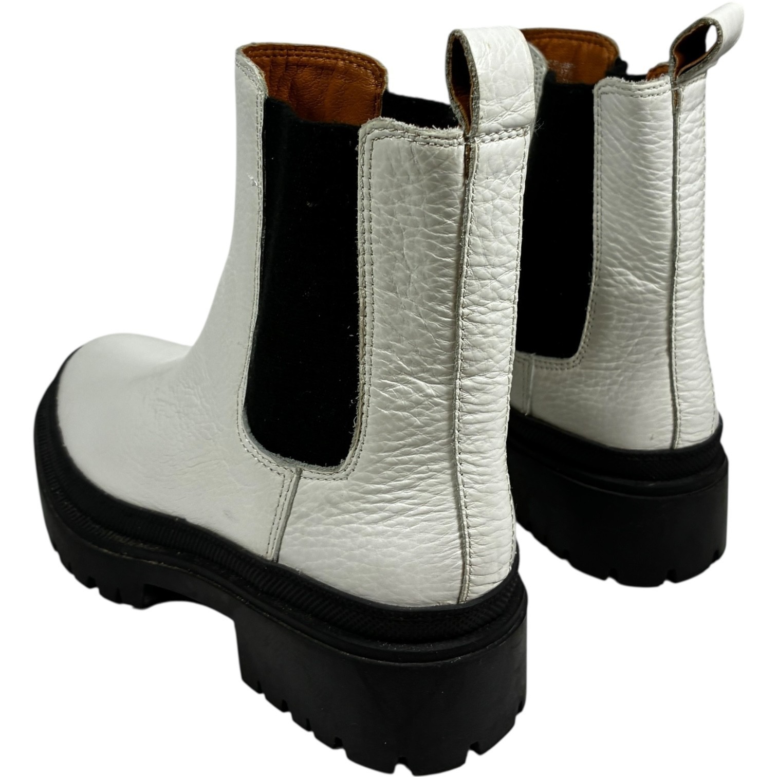 Lucky Brand womens 7M Ellerey White Leather Pull-on Lug Sole Chelsea Booties Item image 6
