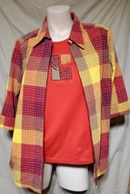 Vntg M- Shirt &amp; Size 12 Jacket Set Allison Daley Orange Red Yellow FALL Leaves - £15.82 GBP