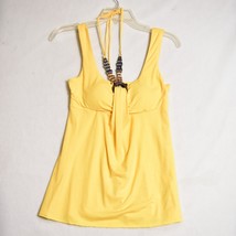 I.N. San Francisco Top Women&#39;s Yellow Halter Beaded Neck Line Size Small - $11.34