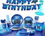 Game On Party Supplies Serves 24, Blue Video Game Party Supplies Include... - $44.99