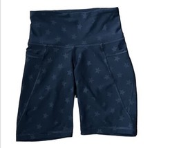 Old Navy Active PowerSoft Biker Shorts Womens XS Pull On Pockets Blue Star Print - £7.77 GBP