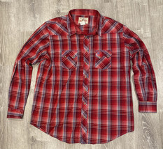 Wrangler Western Fashion Pearl Snap Shirt Red Plaid Men’s 2XLT MV1342M EUC! - $21.89