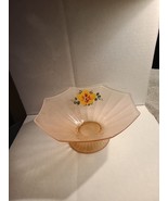 Vintage Frosted Satin Pink Glass Hand Painted Roses Bowl Dish - £7.51 GBP