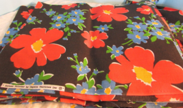 Vintage lot of 30 PLUS quilt squares BLACK W/RED AND BLUE FLOWERS  13 x1... - £12.94 GBP