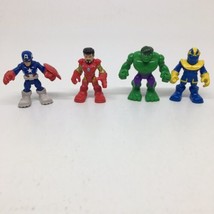 4 Playskool Marvel Figures - Thanos Ironman Hulk Captain America 2 1/2&quot; Tall - £1.52 GBP