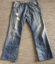 Franky Max Jeans Mens 32 X 27 Blue Studded Flap Pocket Bootcut Denim - $64.35