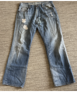 Franky Max Jeans Mens 32 X 27 Blue Studded Flap Pocket Bootcut Denim - $64.35