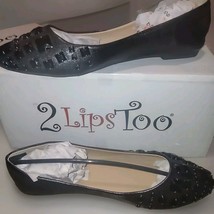 New 2 Lips Too Paige  Womens  Flats Slip On Studded Casual Shoes Black 8.5 - $9.49