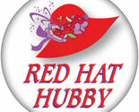 6 RED HAT HUBBY BUTTONS FOR LADIES OF SOCIETY HUSBAND WHO HAVE FUN TOO - $18.99