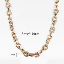 6mm 585 Rose Gold Color Rolo Cable Link Chain Bracelet Necklace Fashion Jewelry  - £18.71 GBP
