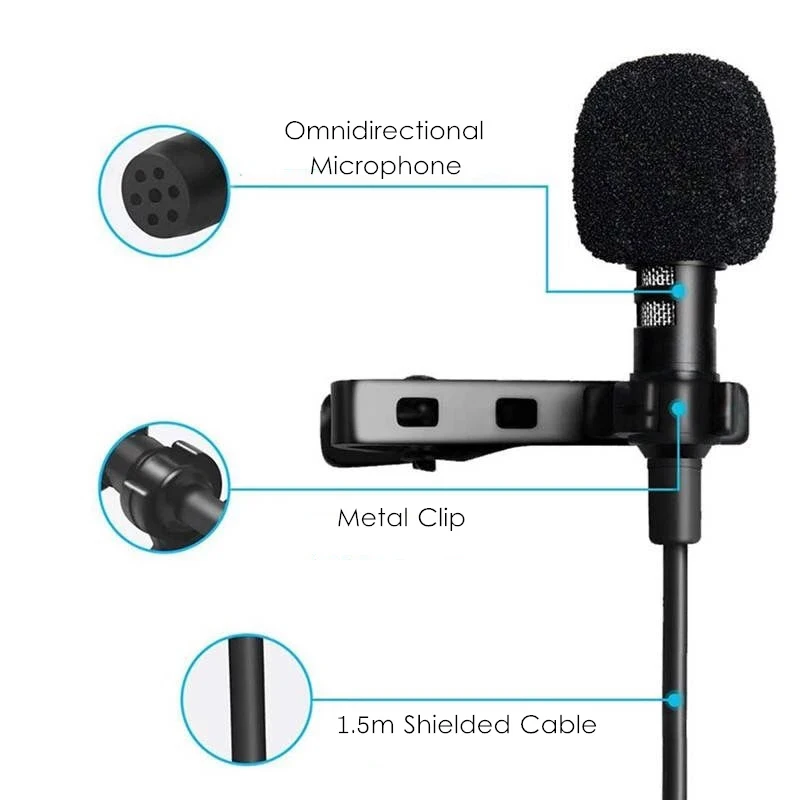 Play Portable 1.5m Lavalier Mini Microphone Condenser Clip-on LaA Mic Wired USB  - £23.18 GBP