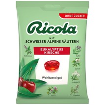 Ricola EUCALYPTUS CHERRY lozenges SUGAR FREE -75g-Made in Germany-FREE S... - £7.07 GBP