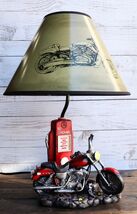 Vintage Retro Red Motorcycle By Classic Gas Pump Desktop Table Lamp 19"Tall - $84.99
