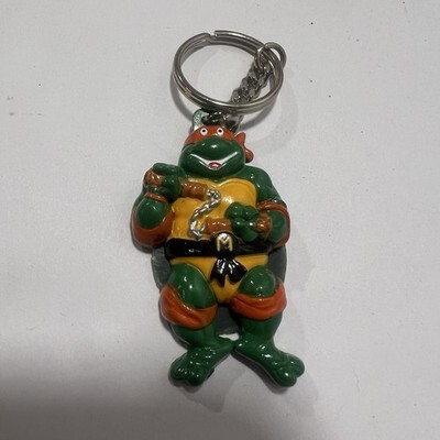 Vintage 1988 Teenage Mutant Ninja Turtles Keychain TMNT Michelangelo Item image 2