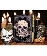 Handmade vintage leather skull journal grimoire leather Skechbook gifts  - £29.52 GBP