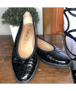 GABOR Luftpolster Loafers US 6 Black Patent Mic Croc Comfort Wedge - $23.52