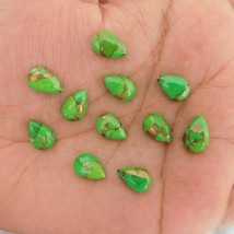 Gtl certified 6x9 mm pear green turquoise cabochon gem copper lot 30 pieces a1 - $21.85