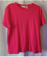 Women&#39;s Kim Rogers Pullover Shirt Solid Pink Size XL Short Sleeve Casual... - $14.99