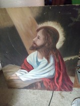 Large Jesus Christ Oil Painting On Canvas signed by Betty Ansberry 32 x 28 - £67.01 GBP