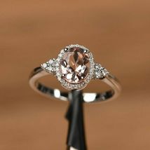  1.75Ct Oval Brilliant Cut Morganite Engagement Ring 14K White Gold Over - £77.52 GBP