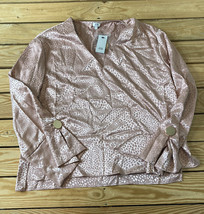 River island NWT $32 women’s silky button sleeve blouse size 6 pink A3 - £12.56 GBP