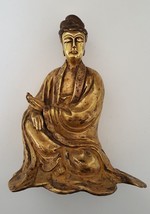 Buddhist Guanyin Kwan-Yin Boddhisattva 24K Gold Gilded on Copper Statue 7&quot;-Nepal - £593.12 GBP