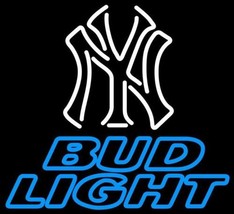New Bud Light New York Yankees Bar Beer Light Neon Sign 24&quot;x20&quot; - £199.37 GBP