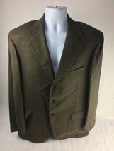 Faconnable Mens Suit Jacket Brown Windowpane Notch Lapel Wool Blend 54 U... - £35.54 GBP