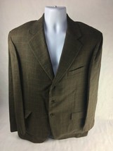 Faconnable Mens Suit Jacket Brown Windowpane Notch Lapel Wool Blend 54 U... - $44.99